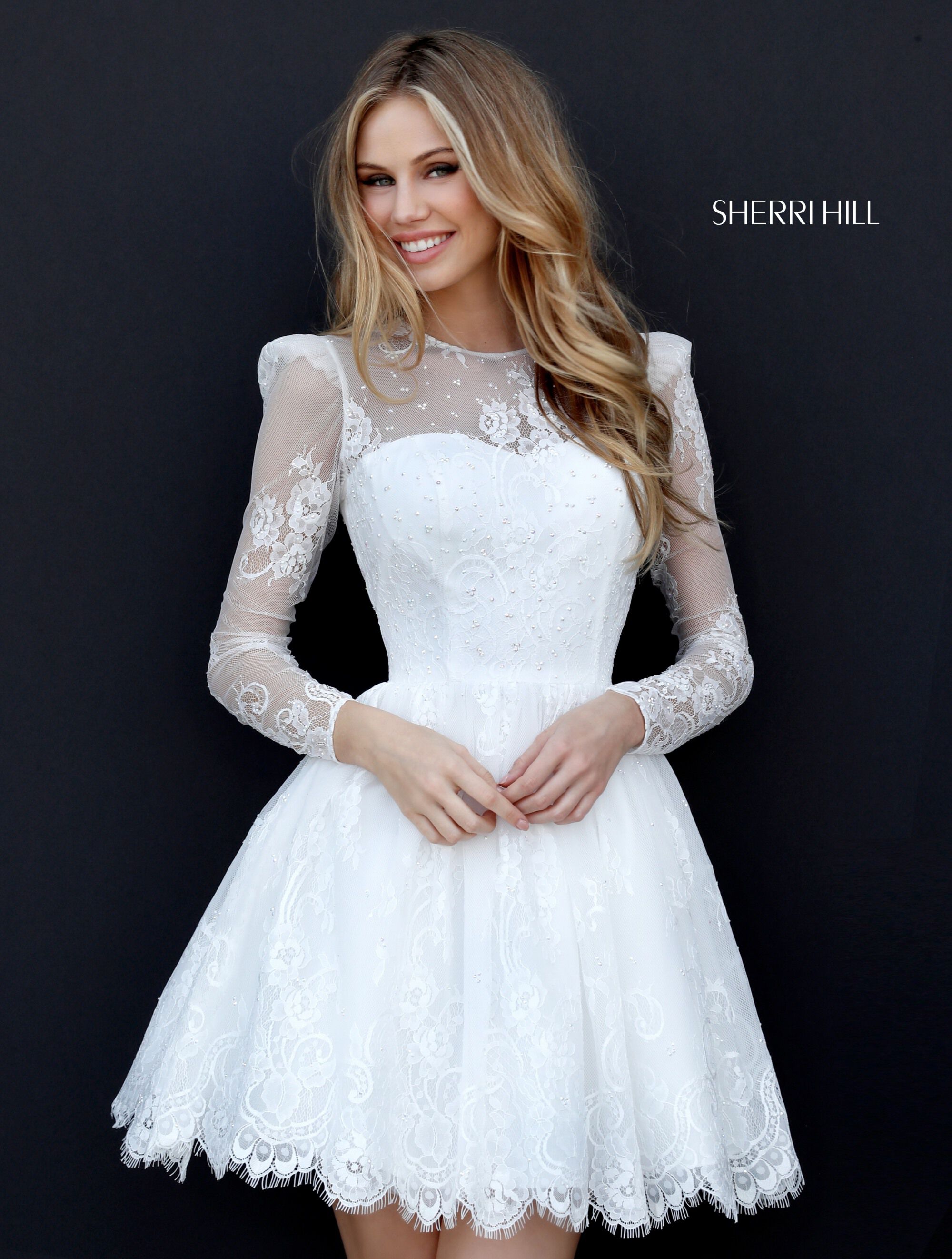 sherri hill white short dress