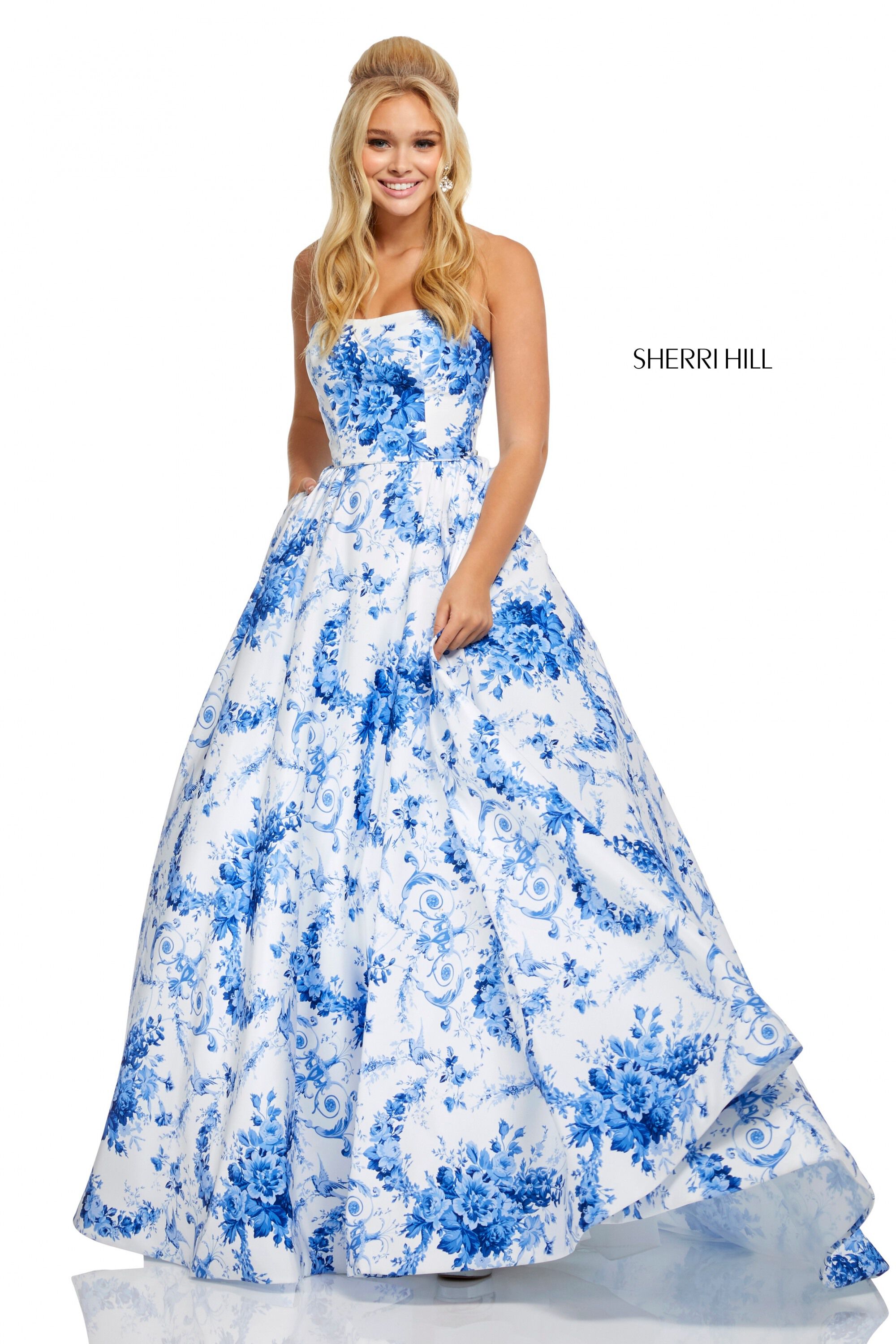 sherri hill blue lace dress