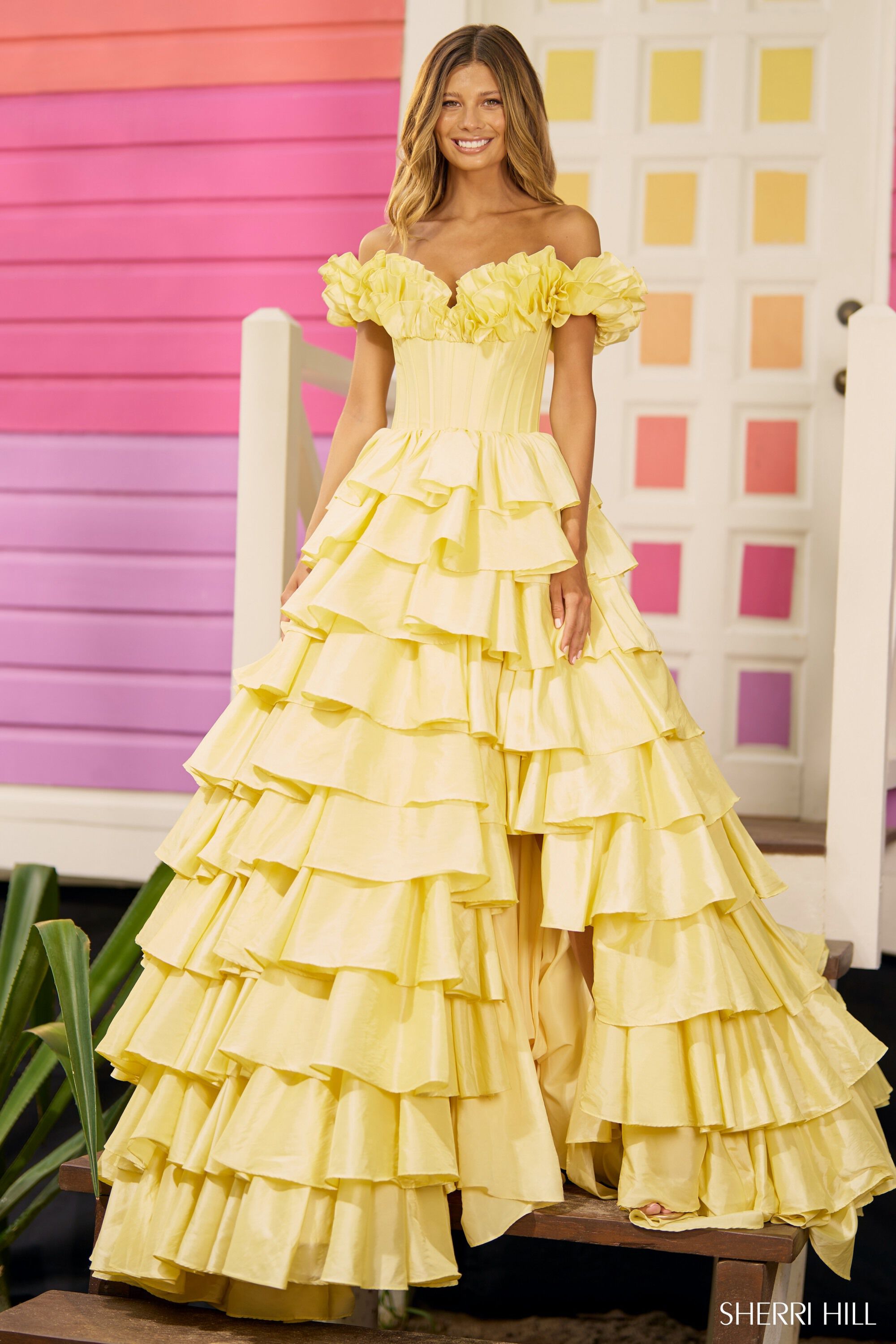 Sherri Hill Short Prom Dresses Yellow