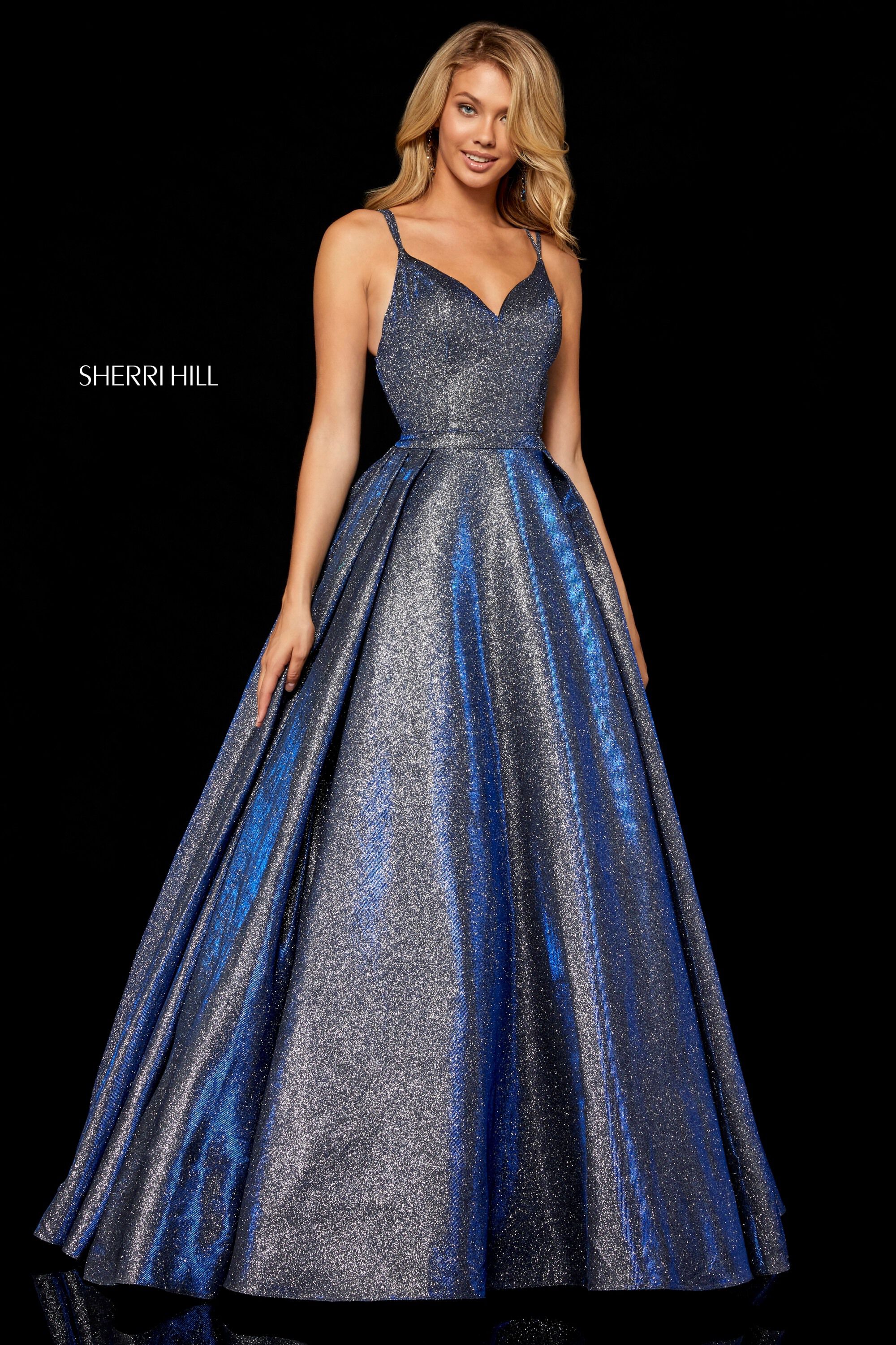 sherri hill blue sequin dress