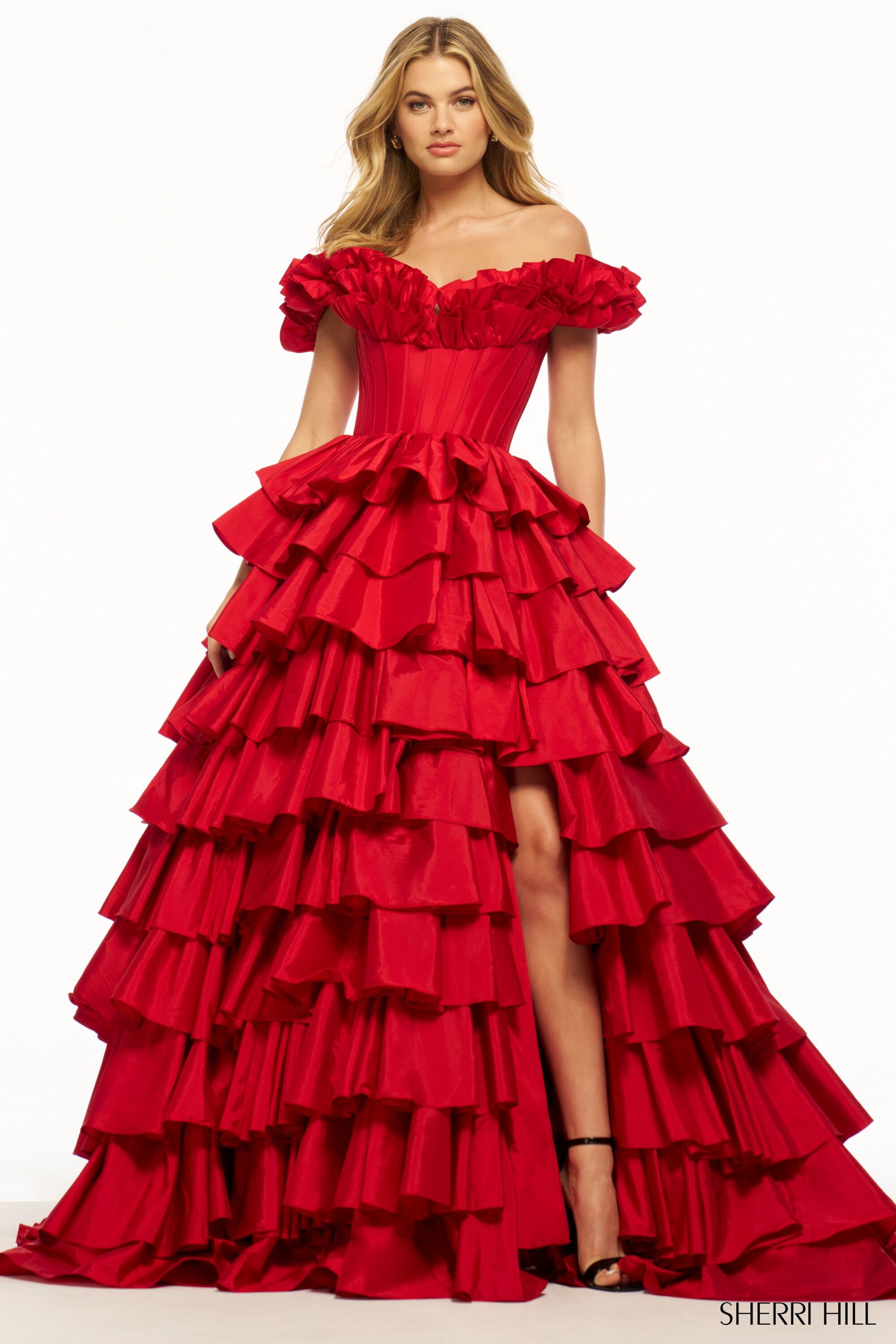 Sherri Hill Satin Ruffle Prom Dress 56373 – Terry Costa