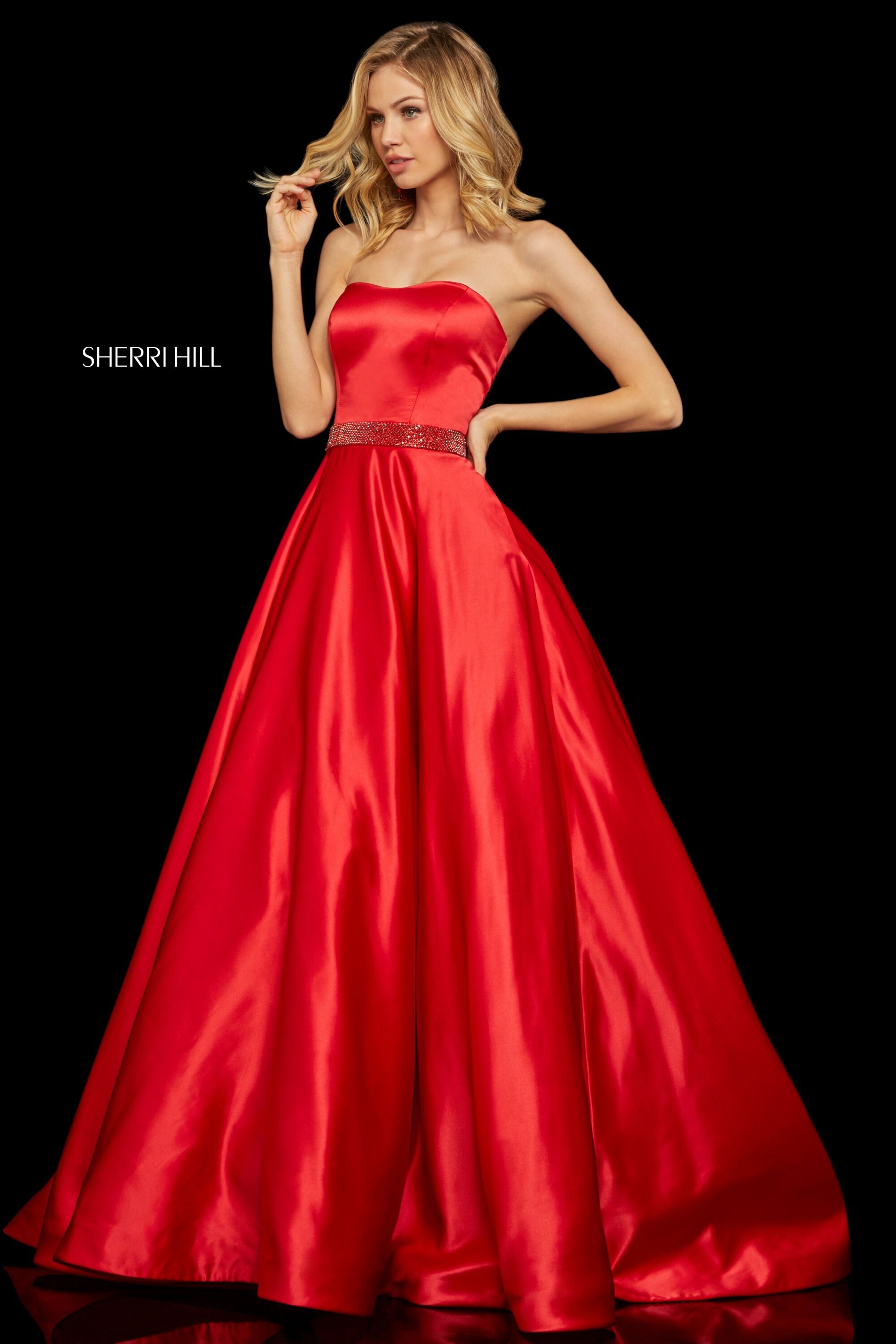 sherri hill red satin dress
